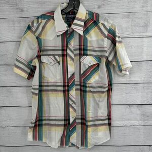 Wrangler Mens‎ Cowboy Cut Plaid Western Shirt Regular Fit Short Sleeve 16.5 Lg